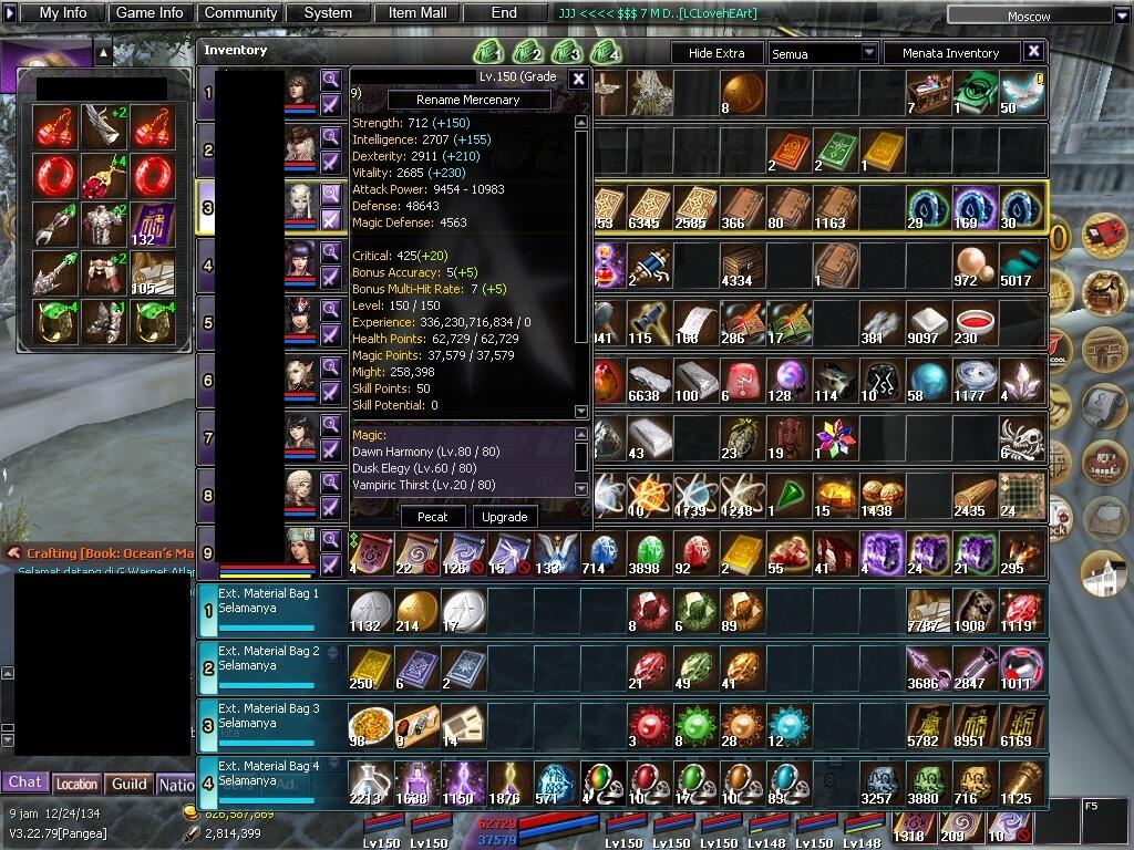 WTS Char Atlantica Online Indonesia Lvl 150 ( Exp lvl 160 ) Server Pangea FE ONLY
