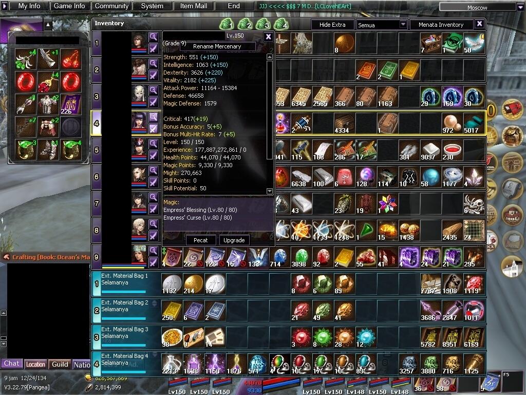 WTS Char Atlantica Online Indonesia Lvl 150 ( Exp lvl 160 ) Server Pangea FE ONLY