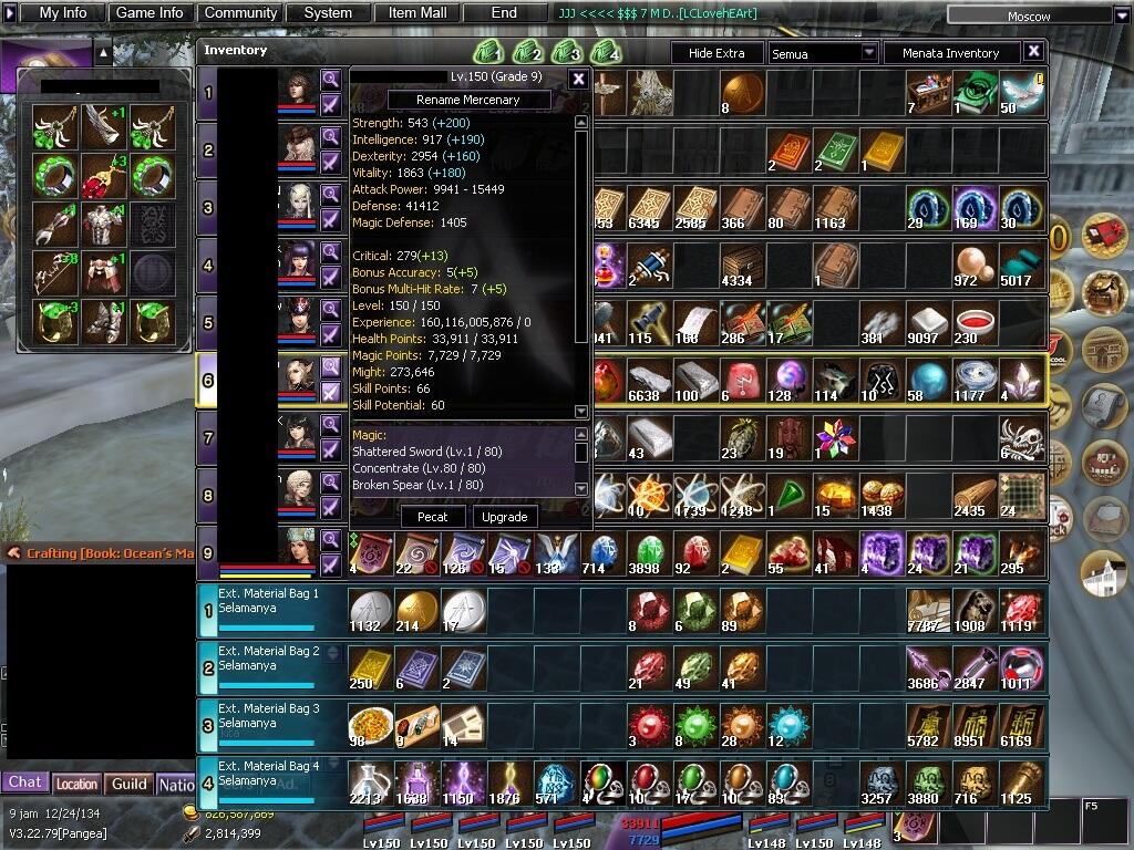 WTS Char Atlantica Online Indonesia Lvl 150 ( Exp lvl 160 ) Server Pangea FE ONLY