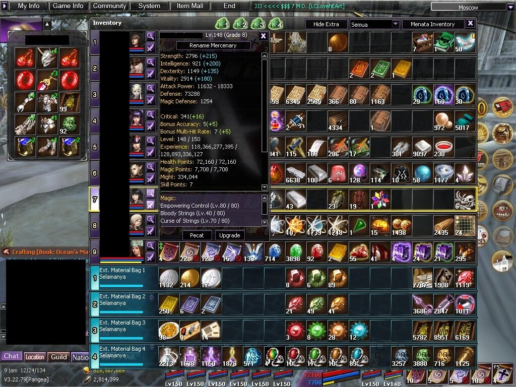 WTS Char Atlantica Online Indonesia Lvl 150 ( Exp lvl 160 ) Server Pangea FE ONLY