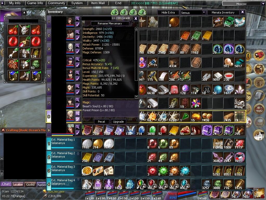 WTS Char Atlantica Online Indonesia Lvl 150 ( Exp lvl 160 ) Server Pangea FE ONLY
