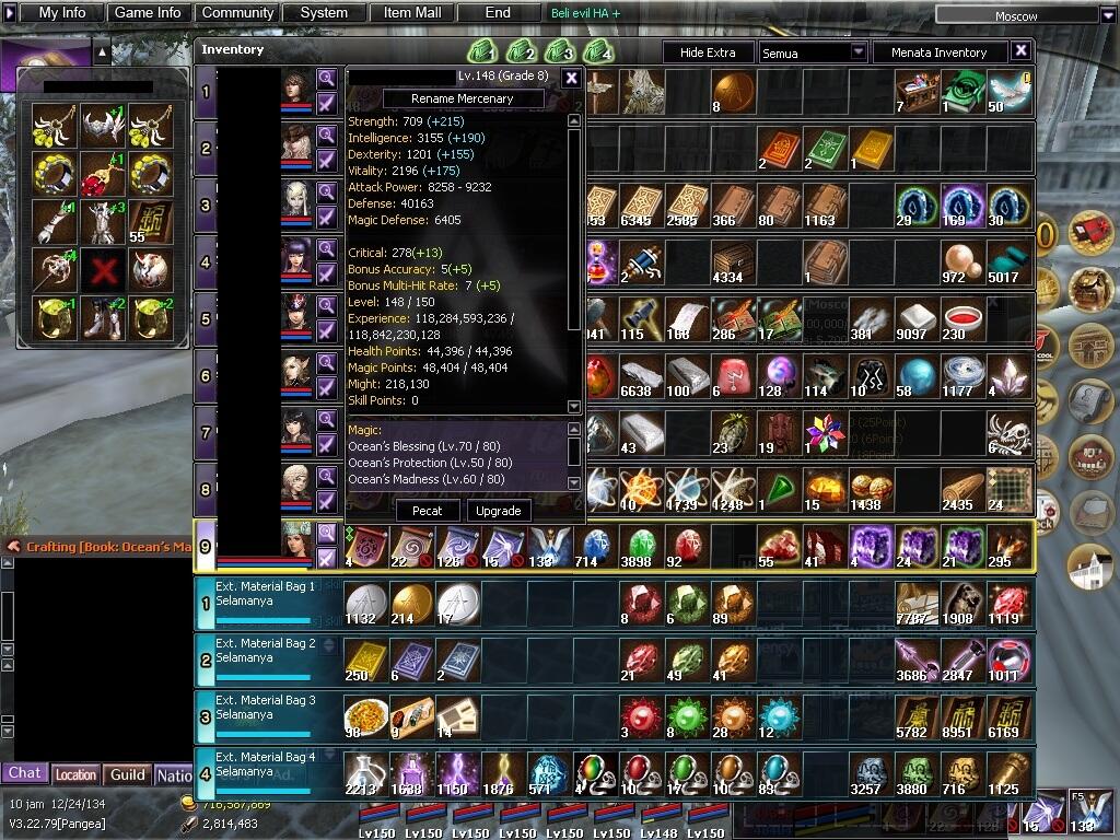 WTS Char Atlantica Online Indonesia Lvl 150 ( Exp lvl 160 ) Server Pangea FE ONLY