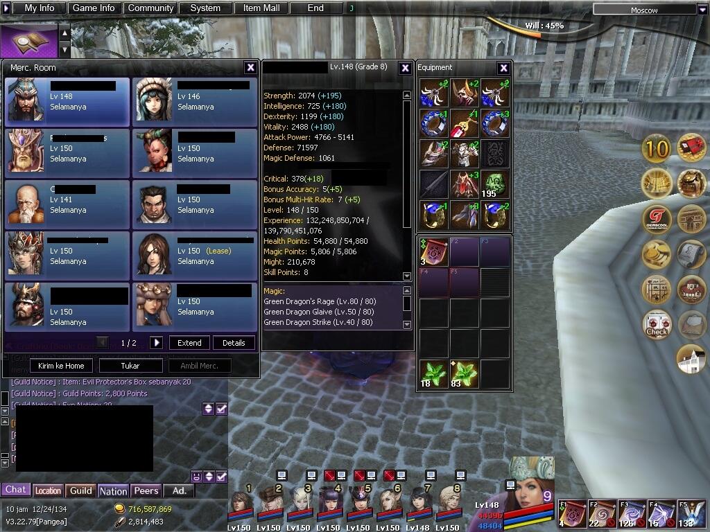 WTS Char Atlantica Online Indonesia Lvl 150 ( Exp lvl 160 ) Server Pangea FE ONLY
