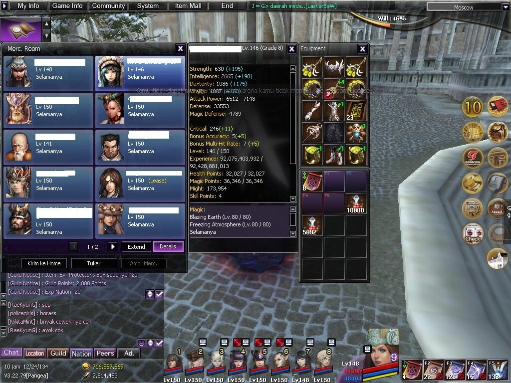 WTS Char Atlantica Online Indonesia Lvl 150 ( Exp lvl 160 ) Server Pangea FE ONLY