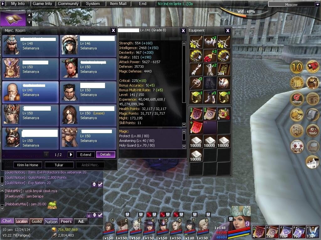 WTS Char Atlantica Online Indonesia Lvl 150 ( Exp lvl 160 ) Server Pangea FE ONLY