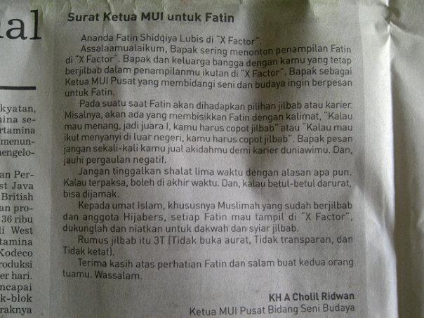 Surat Pertama untuk Fatin X-Factor