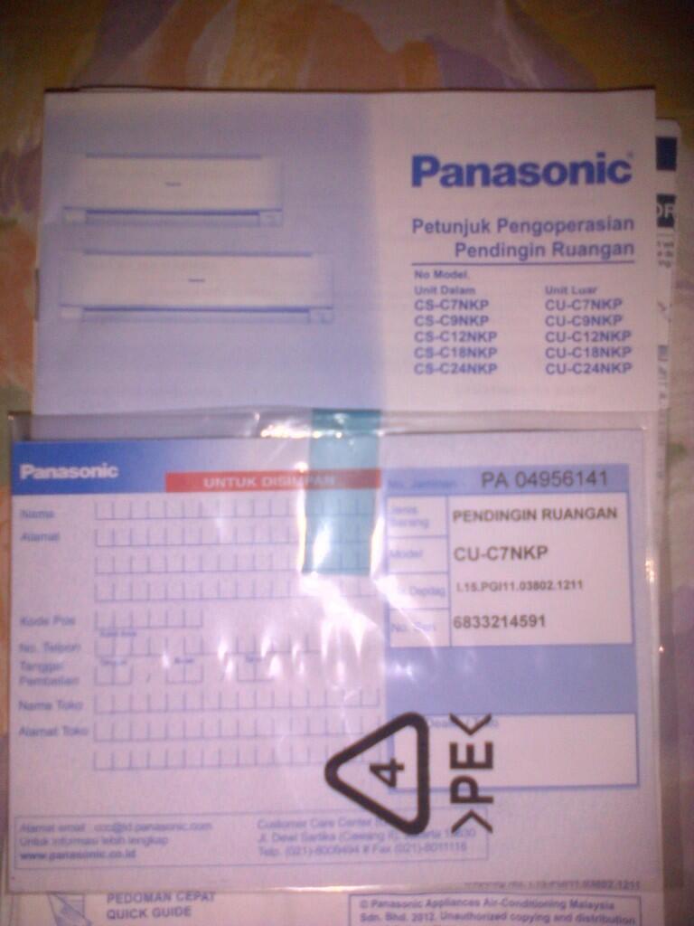 AIR CONDITIONER (AC) PANASONIC 3/4PK