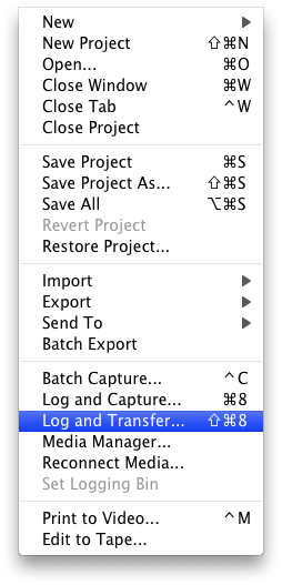 LOG AND TRANSFER DI FINAL CUT PRO 