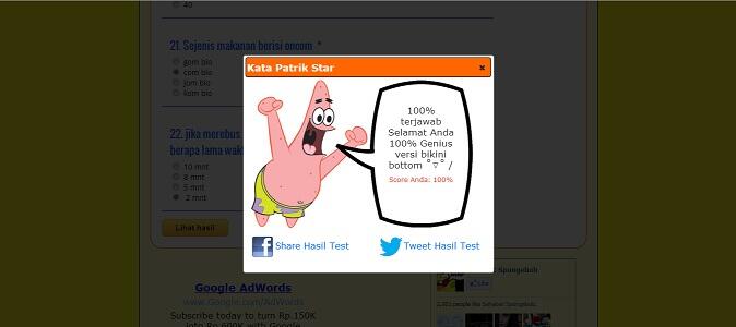 &#91;QUIS&#93; Apakah IQ agan2 lebih tinggi dari Patrick Star ?