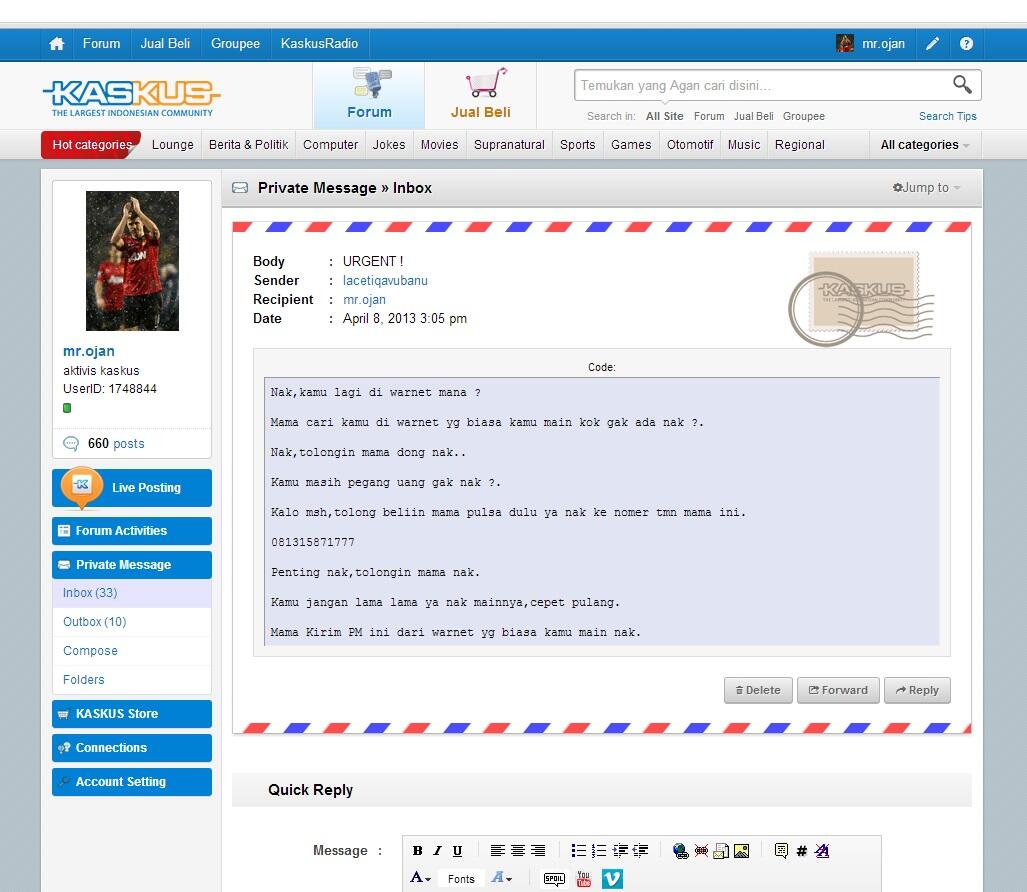 LIAT GAN !! SEKARANG MAMA MINTA PULSA LEWAT PM GAN