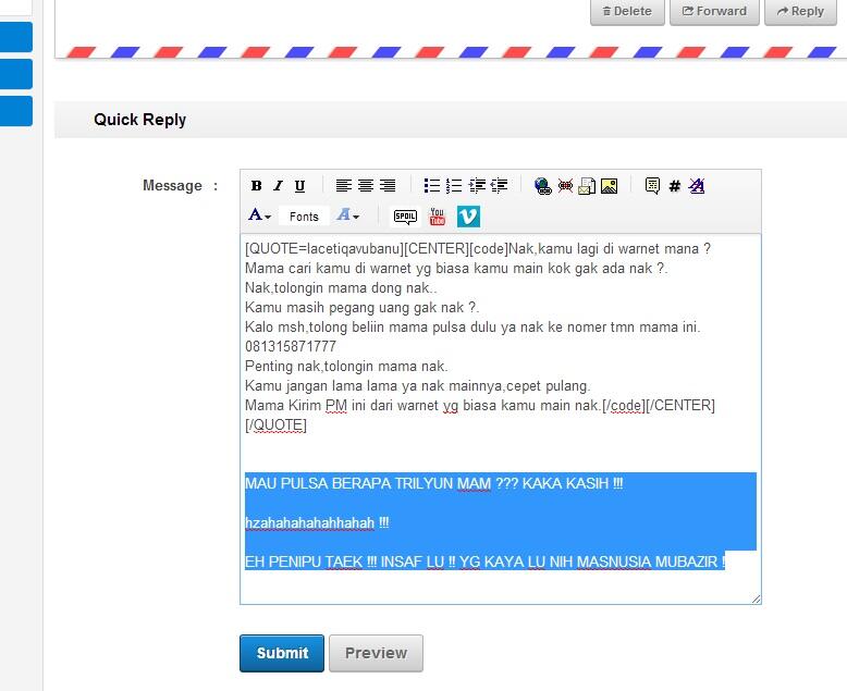 LIAT GAN !! SEKARANG MAMA MINTA PULSA LEWAT PM GAN