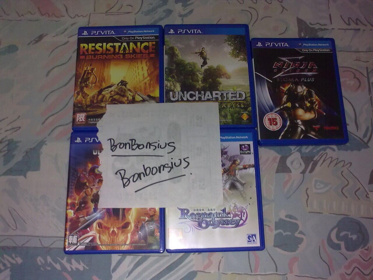 Resistance Burning Skies,Ninja Gaiden,U.Marvel Vs Capcom,Ragnarok,Uncharted PSVita