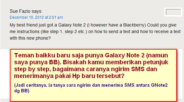 Bagaimana caranya ngirim sms dari GNote2 ke BB?