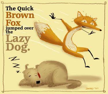 arti dari &quot;the quick brown fox jumps over the lazy dogs&quot; apa sih?
