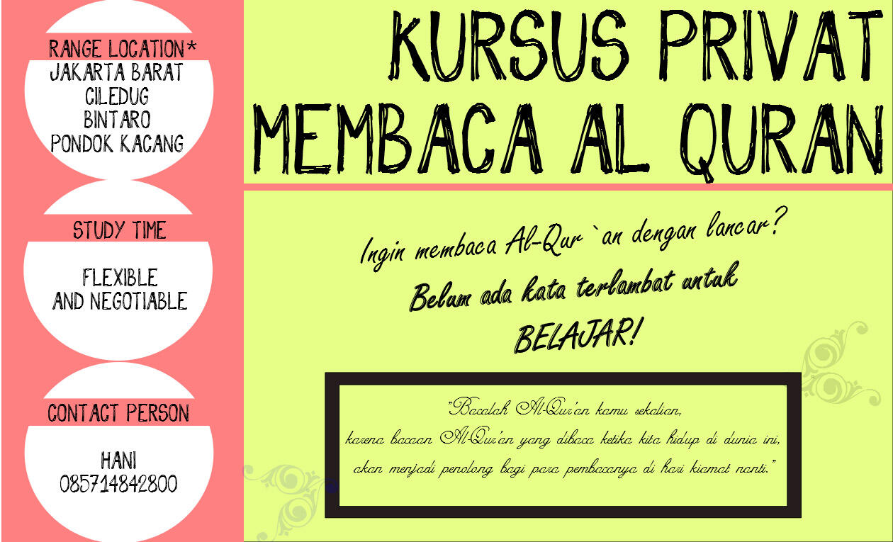 KURSUS PRIVAT MEMBACA AL-QUR'AN