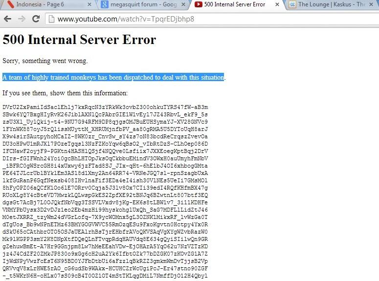 tampilan youtube saat error