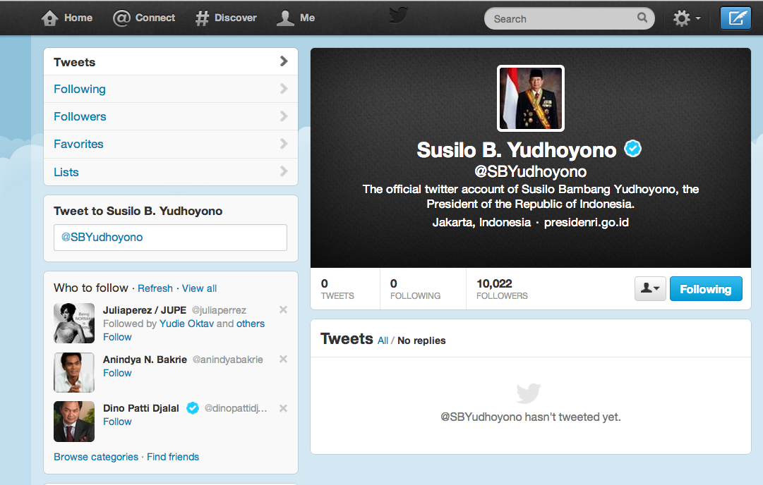 Yuu Follow Twiternya Presiden Kita @SBYudhiyono 