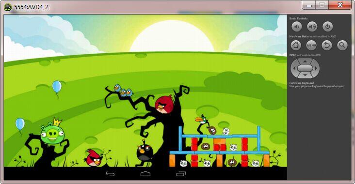 Screenshoot Hasil Pelatihan Android, Angrybirds Games 2D