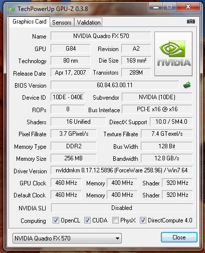 VGA Quadro FX3500, FX3450, FX570, NVS295