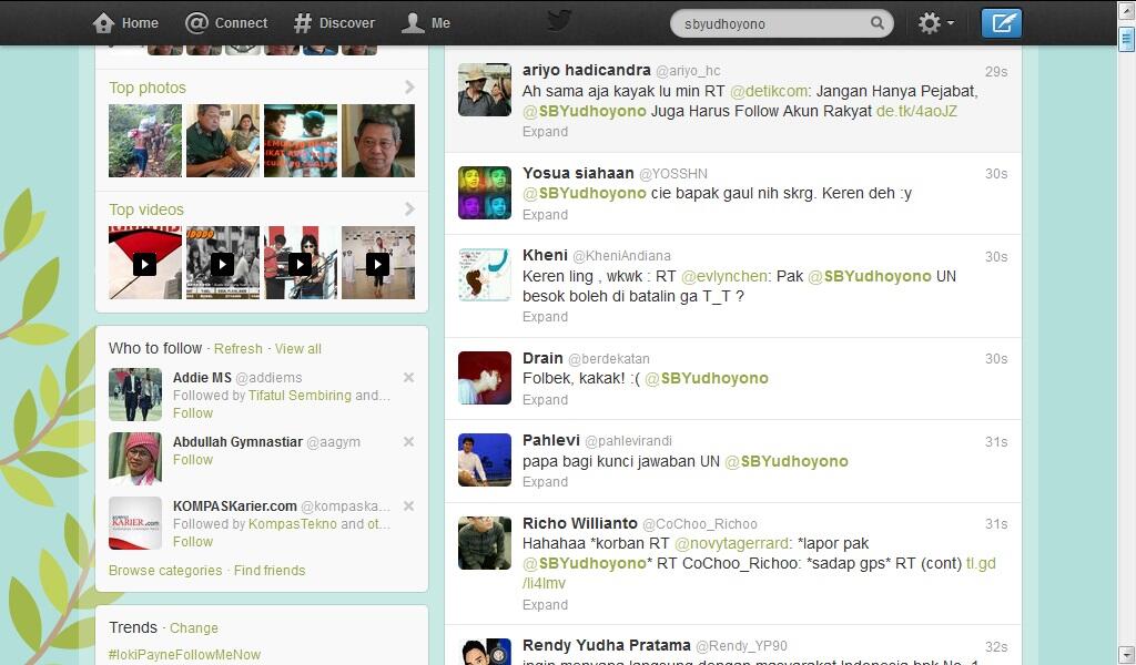 Presiden RI SBY resmi luncurkan akun Twitter resminya, @SBYudhoyono