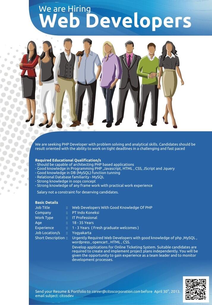Urgently Required Web Developers With Good Knowledge Of PHP