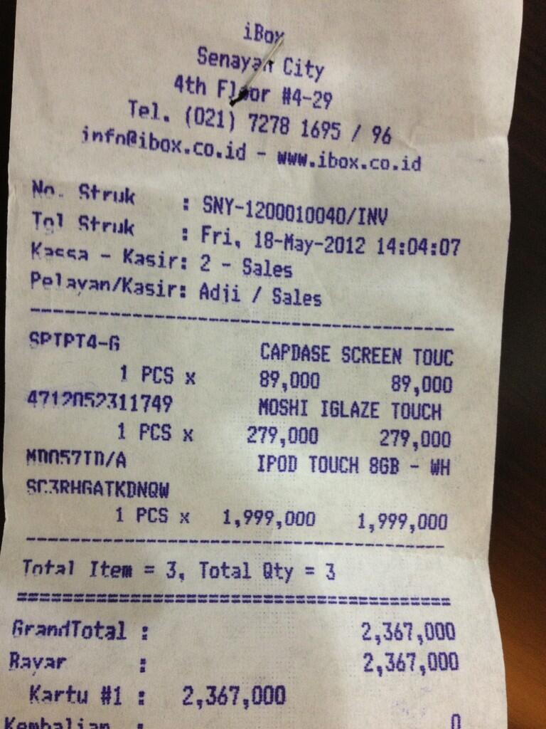 Ipod touch white 8gb beli 18may 2012