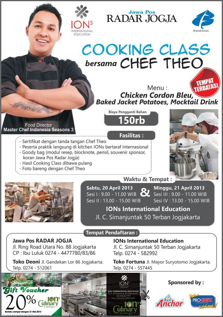 Cooking Class bersama Chef Theo (Food Director Master Chef Indonesia Ses 3) > JOGJA