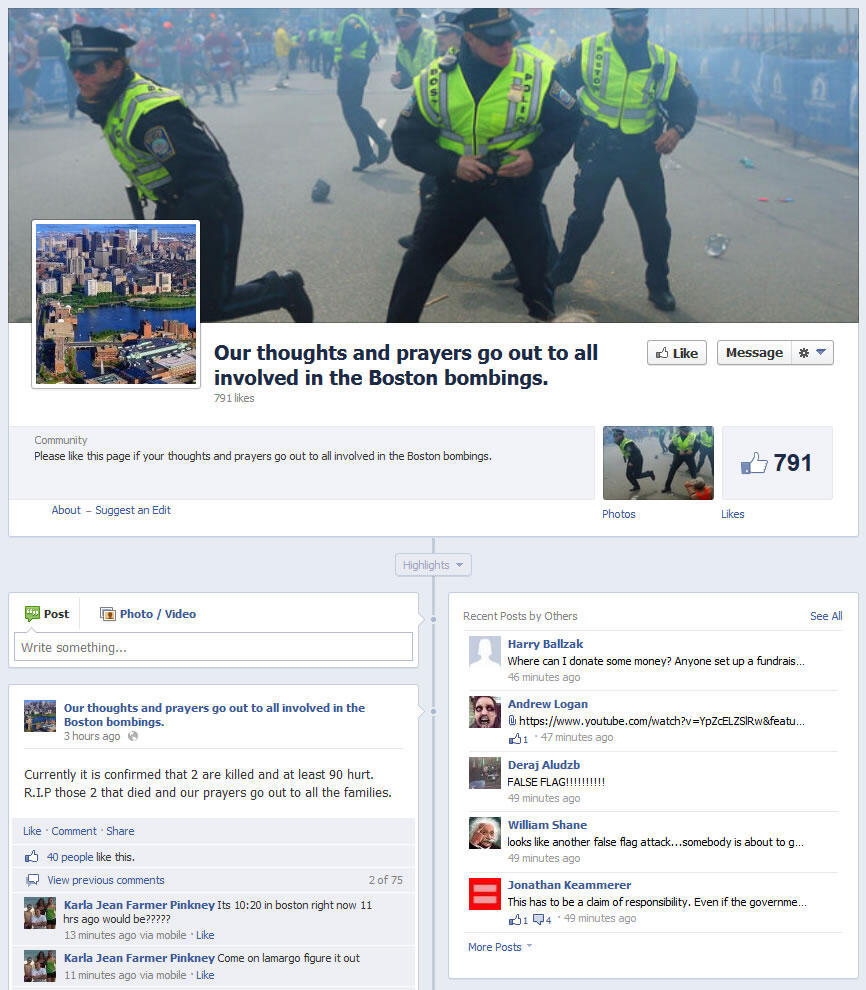 Aneh, Sebuah Page Facebook “Memorial” Dibuat Sebelum Terjadinya Ledakan Boston