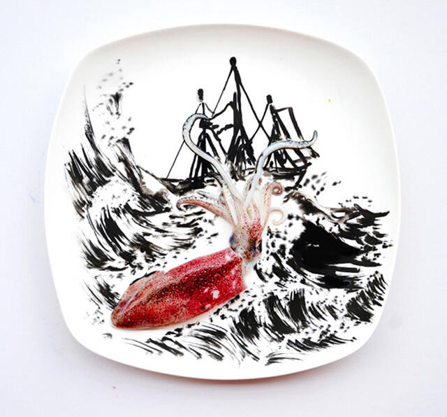 Unik! Seni dari Makanan di atas Piring Putih 