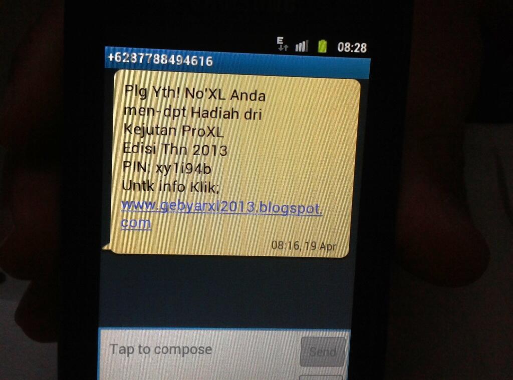 SMS Penipuan XL(Palsu) Gan