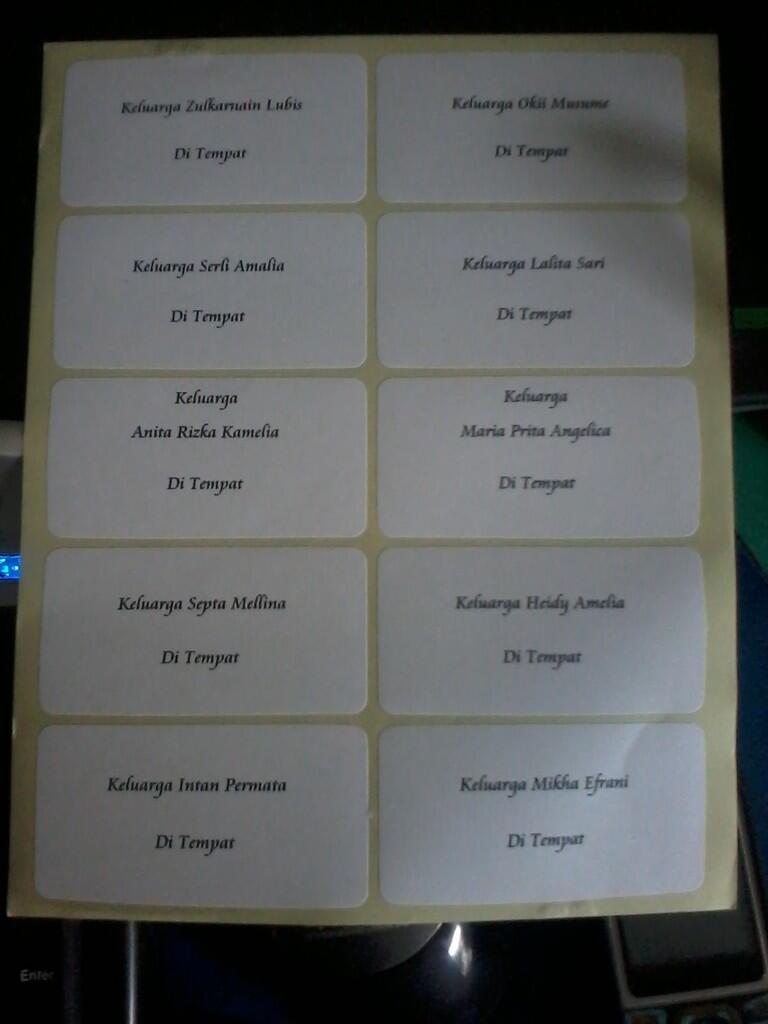 Jasa Ketik & Print Label Surat Undangan
