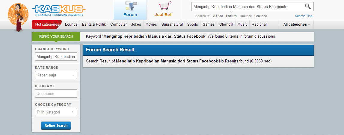 Mengintip Kepribadian Manusia dari Status Facebook