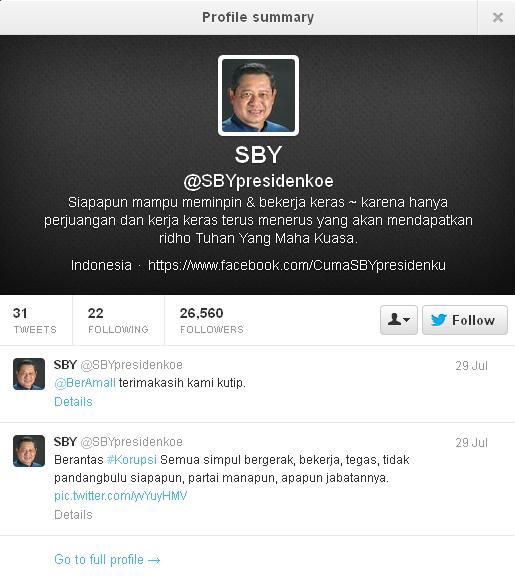 Hati-Hati, Pemilik Akun Twitter Ini Bukan SBY