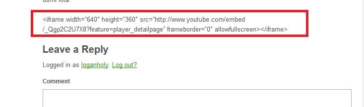 &#91;HELP&#93; ane berusaha embed video dari youtube malah kaya gini