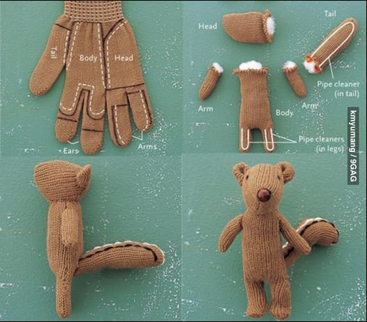 Punya sarung tangan bekas? bikin boneka aja :3