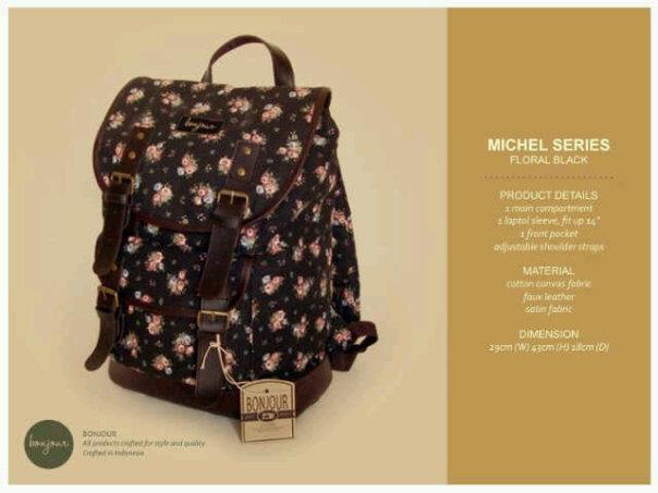 BONJOUR vintage backpack, laptop sleeve fit 14" HOT PROMO 2013 get it fast