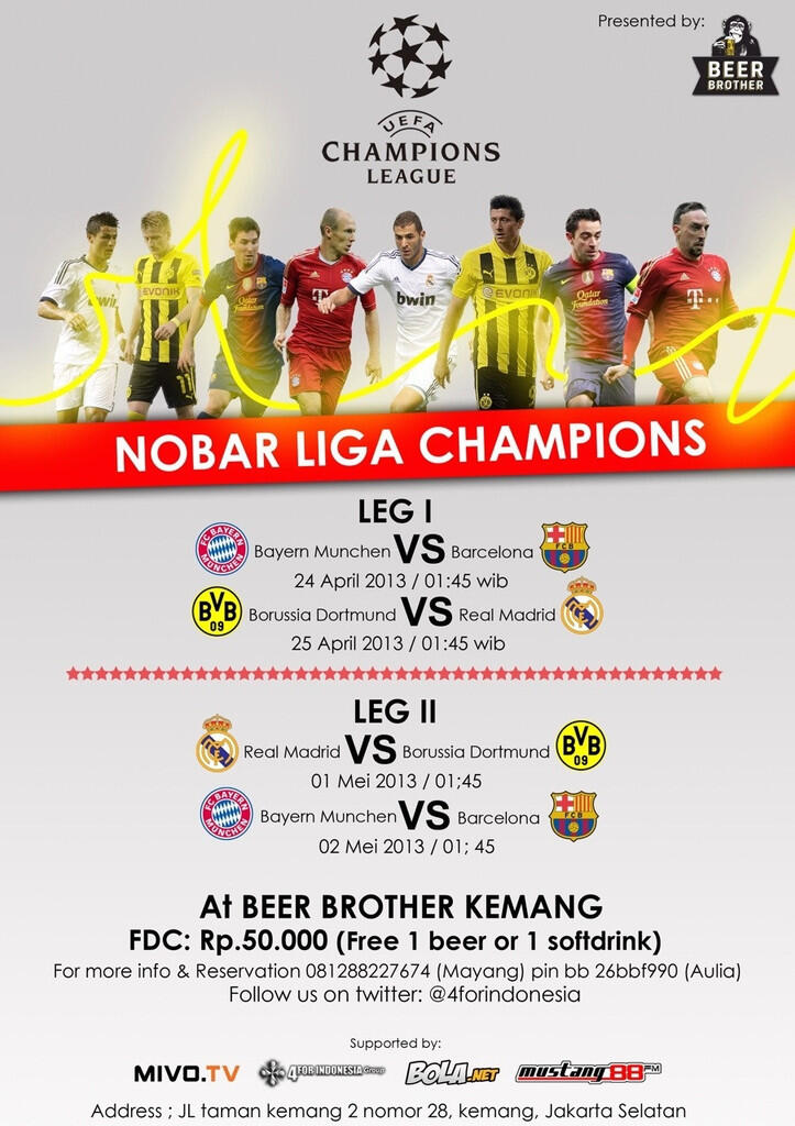 Nobar: Semi Final Champions League 'Munchen' Vs 'Barcelona' di BEER BROTHER, kemang.