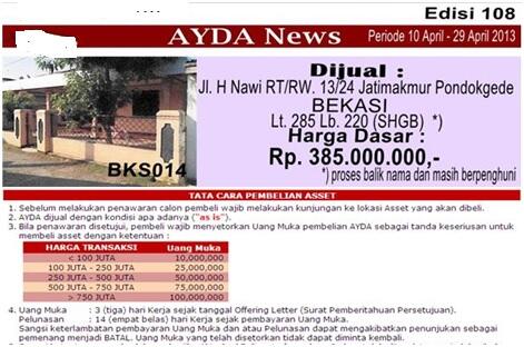 Lelang Rumah & Tanah Sitaan Bank