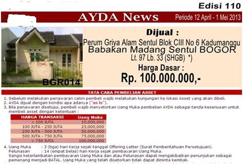 Lelang Rumah & Tanah Sitaan Bank
