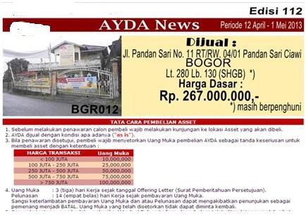 Lelang Rumah & Tanah Sitaan Bank