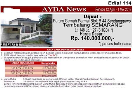 Lelang Rumah & Tanah Sitaan Bank