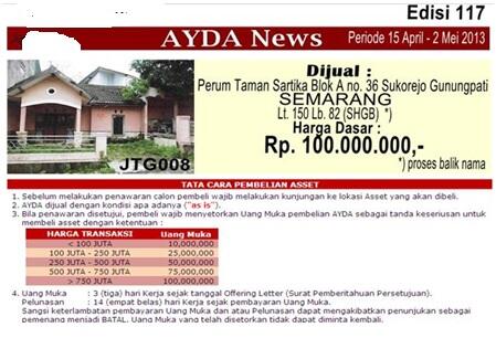 Lelang Rumah & Tanah Sitaan Bank