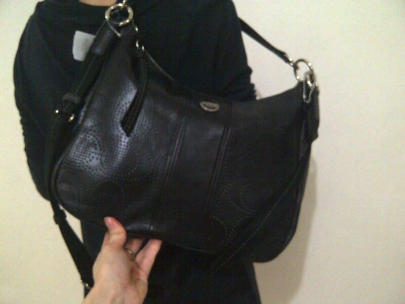 black leather coach purse