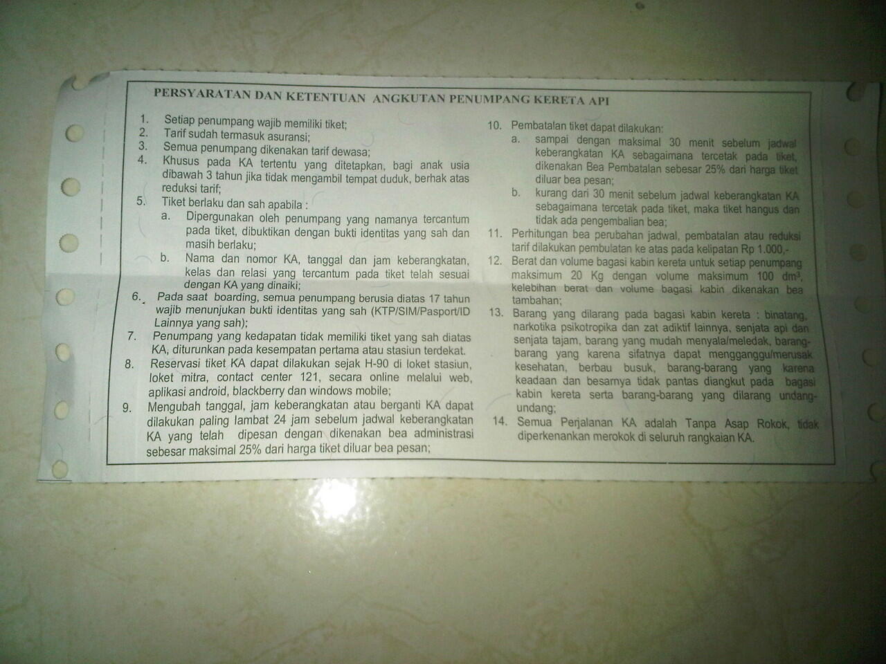 Regulasi pada Angkutan Massal Kereta Api tahun 2013