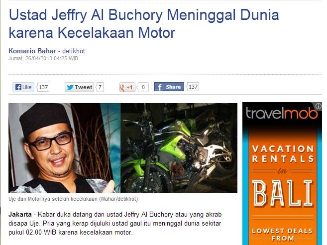 USTAD JEFFRY AL BUKHORI MENINGGAL 