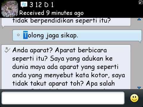 Percakapan di BBM, Apa yang Anda Fikirkan Aparat seperti ini?