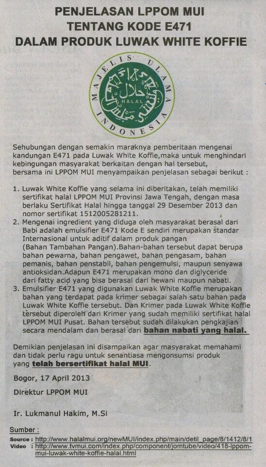 LUWAK WHITE COFFE