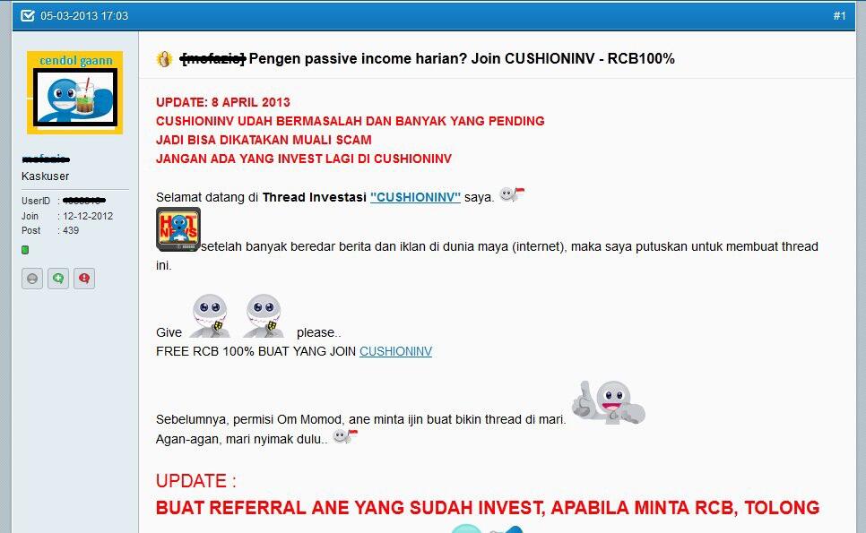 Tanya Cushioninv Scam ato bukan?