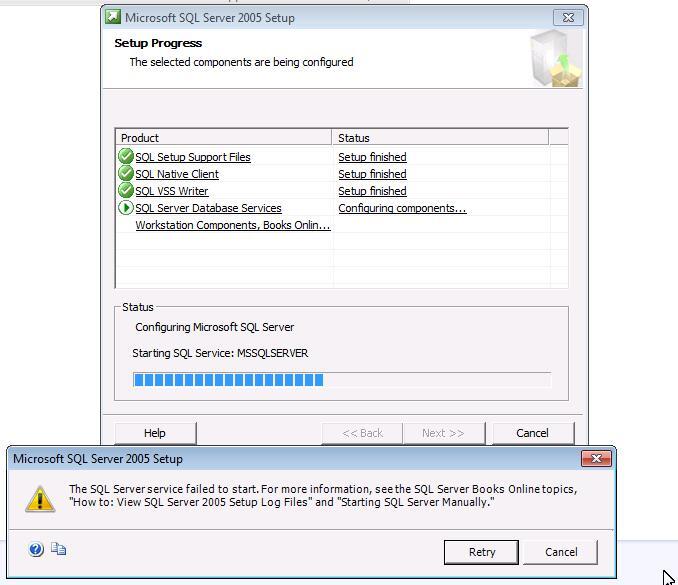 Erro install sql server Express 2005