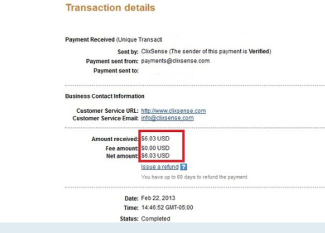 Bukti Pembayaran dari bisnis online Paid to click(PTC)